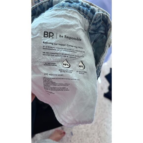 BP BLEACHED WASHED HIGH WAISTED DENIM JEAN SHORTS WOMENS SIZE 24 - Picture 13 of 14